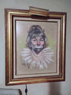 2 CLOWN FRAMED ORIGINAL PAINTING