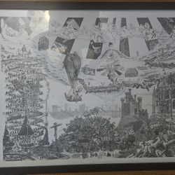 Rock And Roll 60s And 70s Hand Drawn Poster With A Where's Waldo Type Complexity... Hundreds Of Album Covers And Songs Drawn... 
