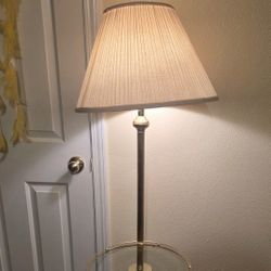 Vintage Brass Floor Lamp w/ Glass Table – Works Great