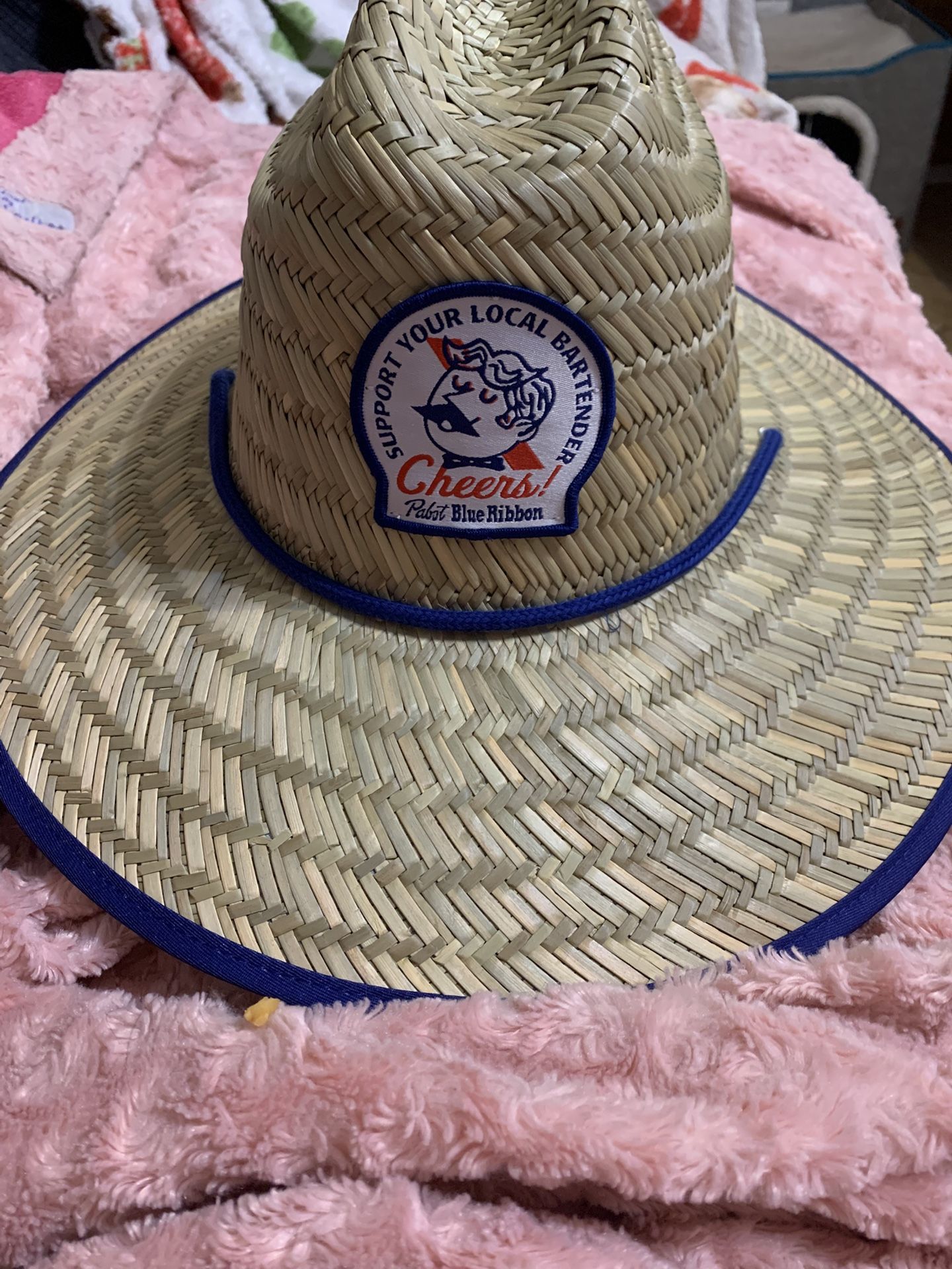 Pabst Blue Ribbon Straw Hat Nwt