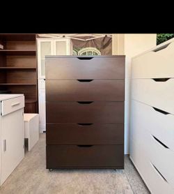 Tall Dark Brown 6-Drawer Dresser