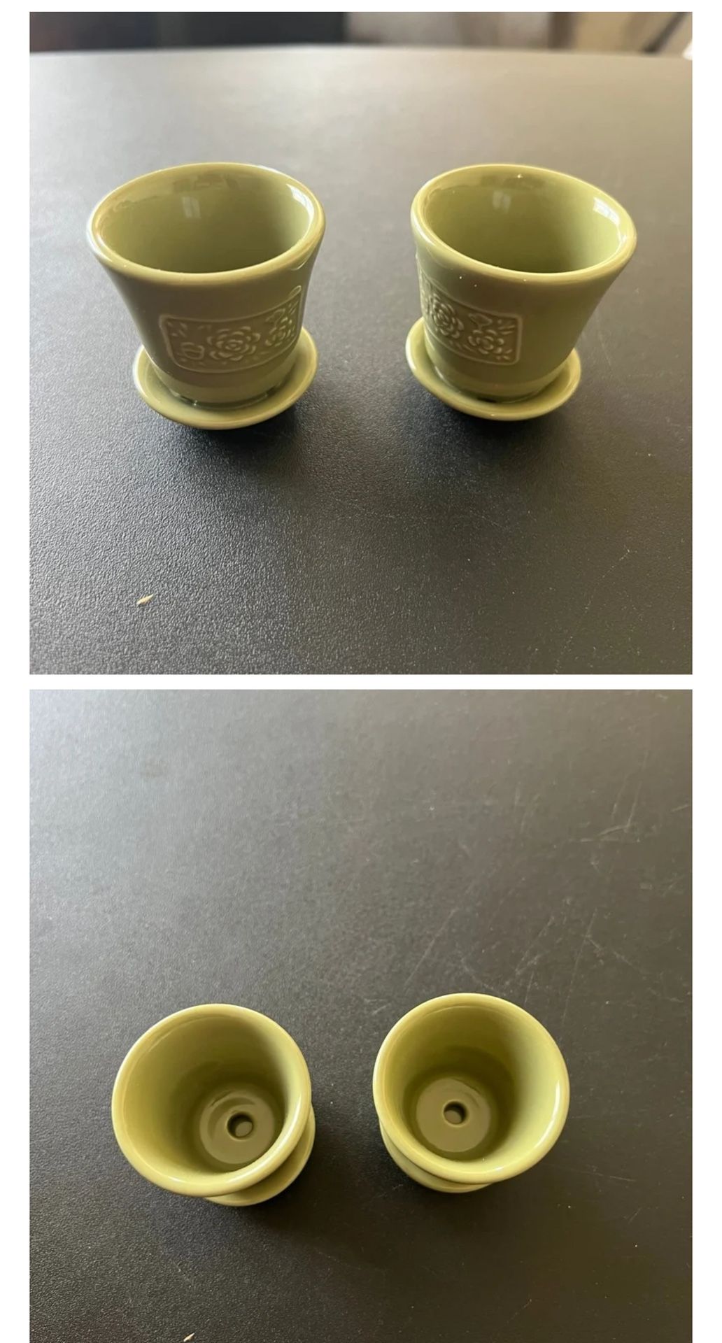 Longaberger Collectors Club May Series Miniature Peony Pots Set Of 2