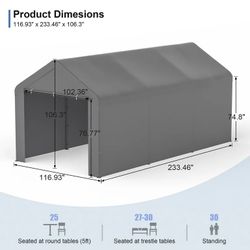 Carport 10x20 Dark Grey 