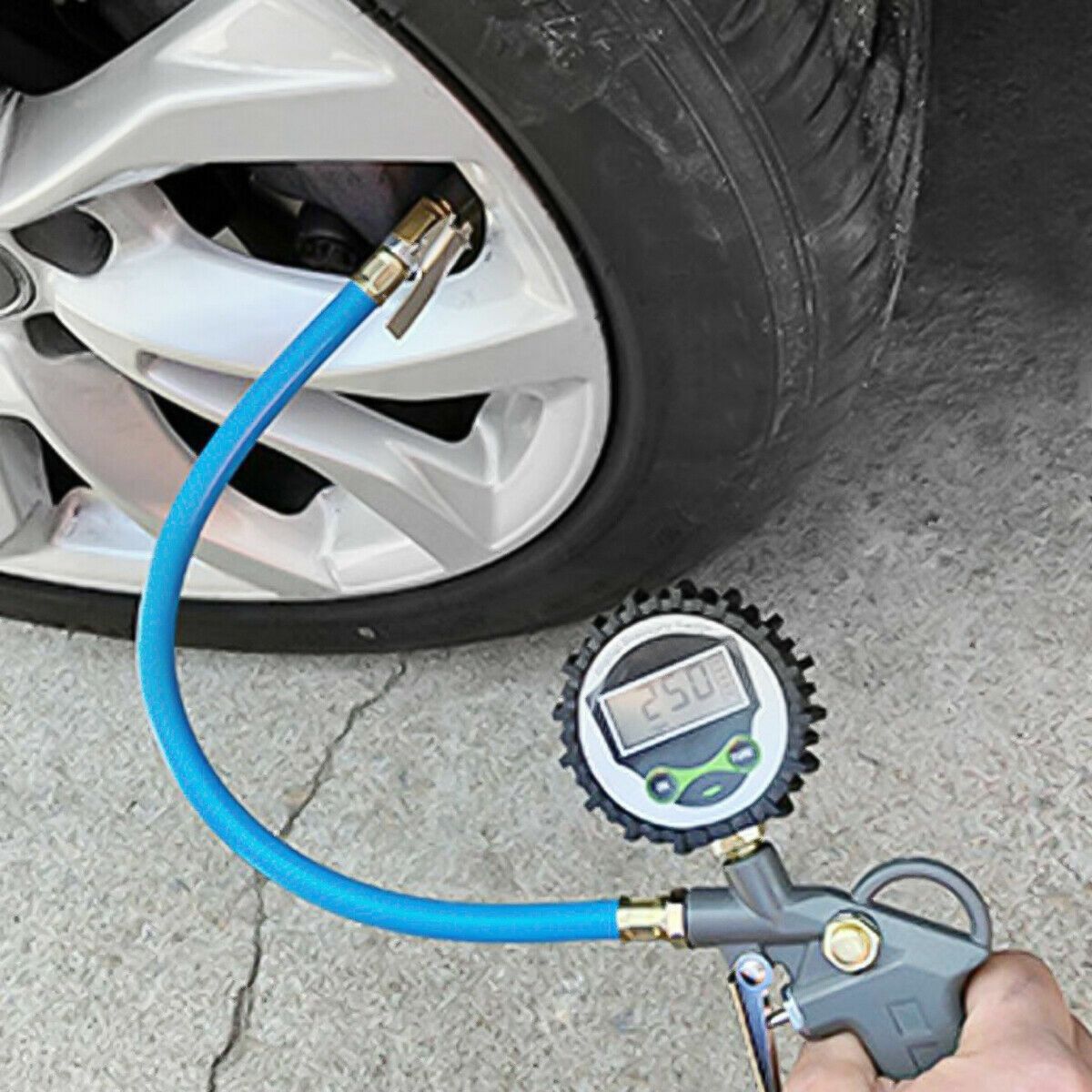 Digital Air Tîrè Inflator with Pressure Gauge 250PSI Chuck for TrucK/Car/Bike 