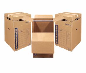 Free Bankers Box 3-Pack Tall Wardrobe Moving Boxes, 24" x 24" x 40"