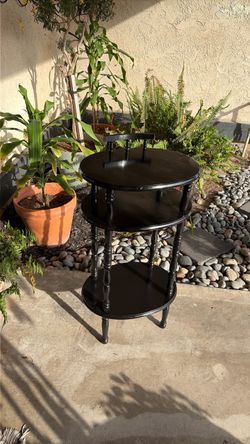 Black 3-Tier Round Side Table