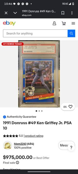 Ken Griffey Jr Most valuable baseball card s