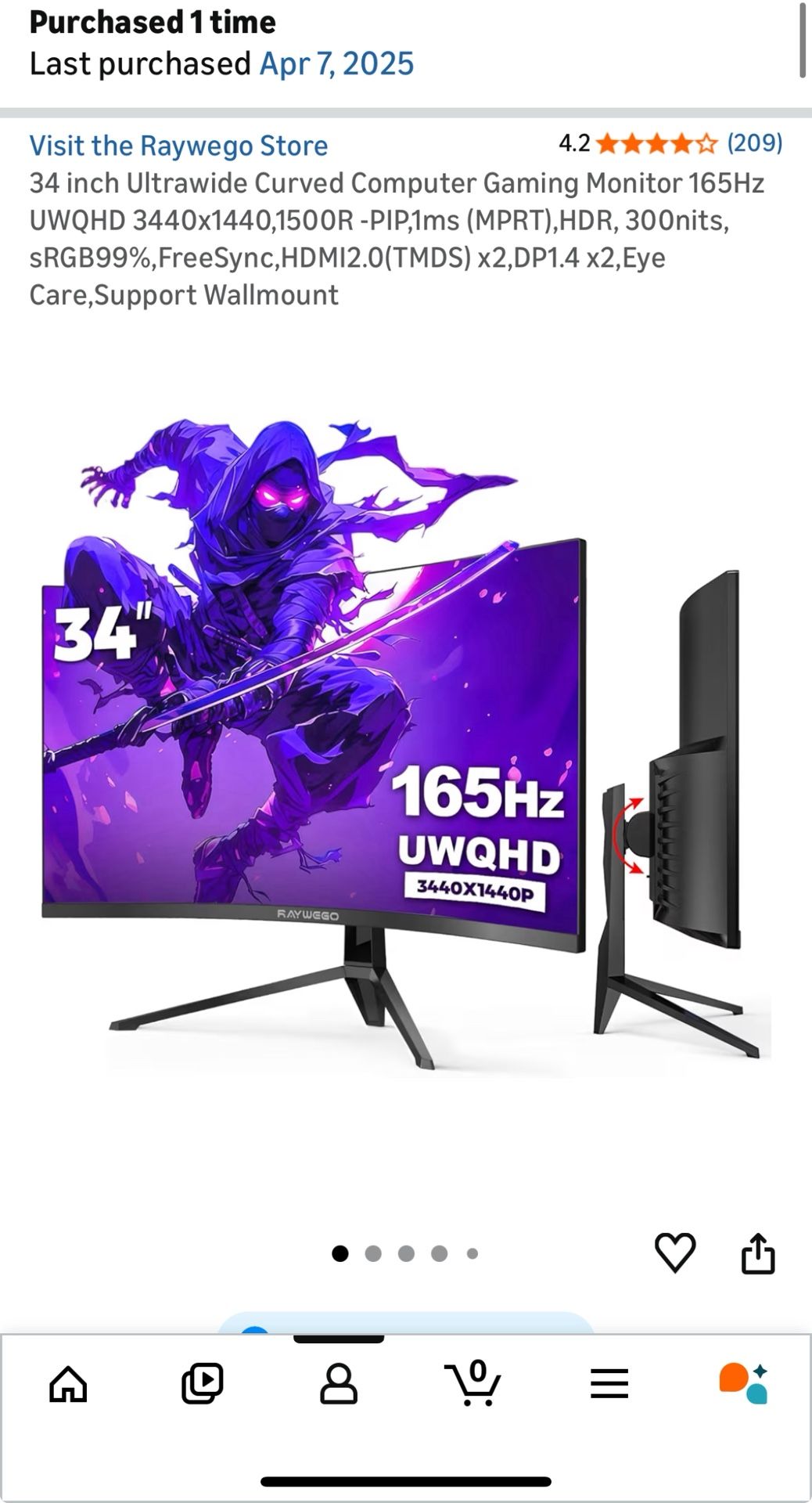 🔥 For Sale: Raywego 34” Ultrawide Curved Monitor – LIKE NEW! 🔥