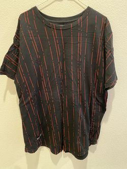 Black T-Shirt with Red Line Print eight nine trench mark brand