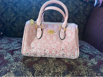 Coach Rowan Satchel in Signature Canvas with Crystals - Pink