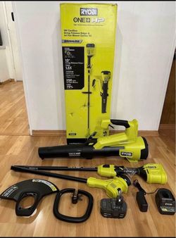 RYOBI ONE+ HP 18V 13in String Trimmer & 110MPH 350 CFM Leaf Blower With 4.0Ah Baterry & Charger