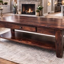 Solid Wood Coffee Table – Rustic Style