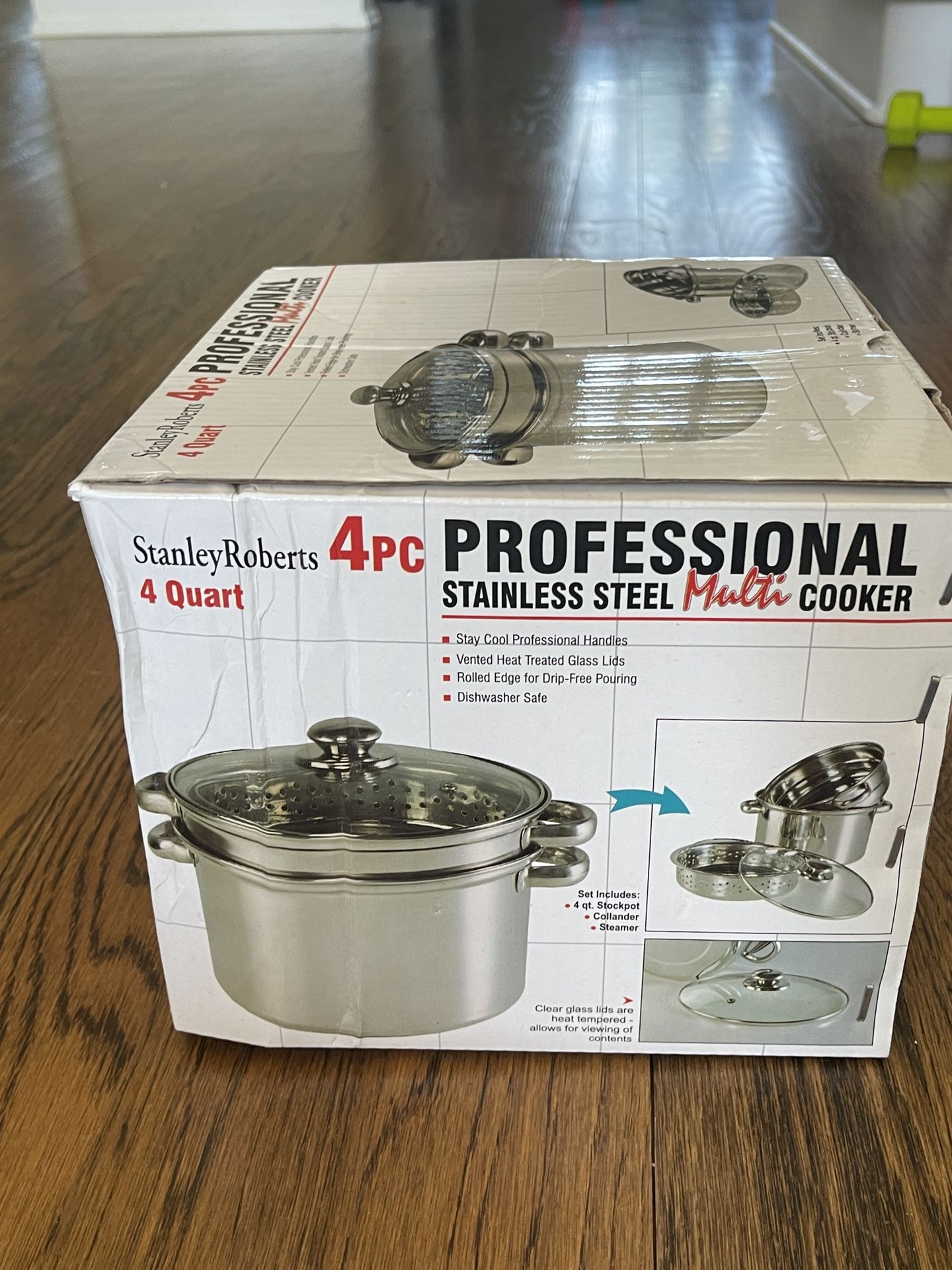 Vintage St. Stanley Roberts 4 piece stainless steel multi-cooker set 4 qt pot w/ lid