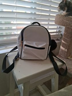 White Mini Faux Leather Backpack