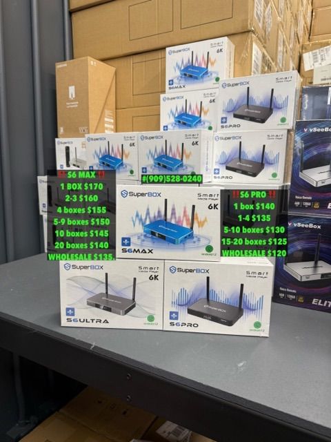 SUPERBOX S6PRO S6MAX S6ULTRA VSEEBOX SUPREME AND MORE WHOLESALE DIRECT 1 YEAR WARRANTY