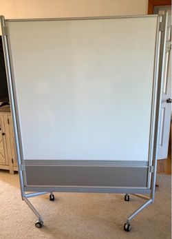 Premium Magnetic Porcelain Mobile Rolling Whiteboard Room Divider - Ghent