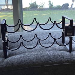 WINE RACK  - BRAND NEW ( still has tags) BEAUTIFUL WOOD AND METAL DECOR.