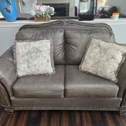 Grey Leather Sofa 