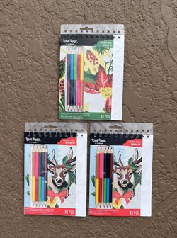3 Brand new Brea Reese Christmas Colored Pencil Notepad Kits, holiday coloring book