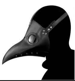 Steampunk Plague Doctor Bird Mask Black Faux Leather Costume Accessory Used 1x
