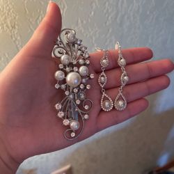 3 Piece Pearl Silver Jewelry Set