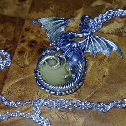 Silver Necklace W/dragon Charm