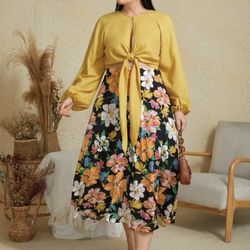 Sexy Yellow Top With Skirt 