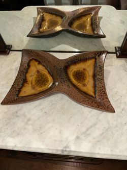 1970s MCM Bombay Brown Owl Eye Lava Drip Centerpiece