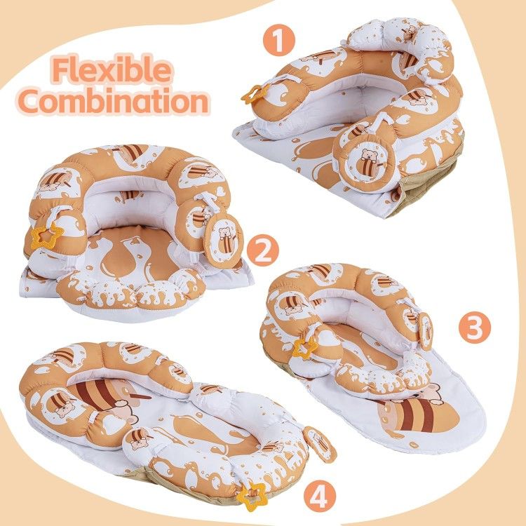 2-in-1 Tummy Time Mat & Seated Support,Baby Tummy Time Support for Newborns