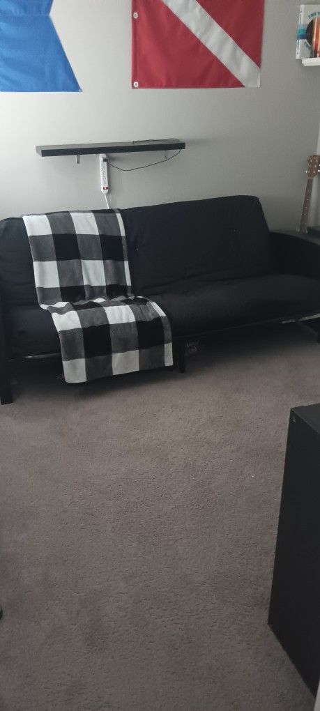 Full Size Futon Sofa Bed With Wood Sides And Mattress