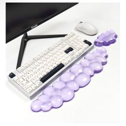 Purple Cloud Wrist Rest Set, Gel Wrist Rest for Keyboard and Mouse, Wrist Rest for Computer Keyboard 60%/68%/75%,Comfort & Support for Typing and Gami