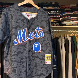 BAPE x MLB MITCHELL AND NESS, NEW YORK METS CAMO JERSEY