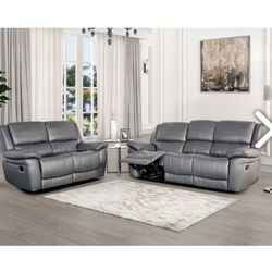 Gray Recliner Sofa And Loveseat Set Brand New