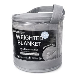  Altavida 12 lb Weighted Blanket 48x72 Gray – Ultra Plush Faux Mink – New in Case