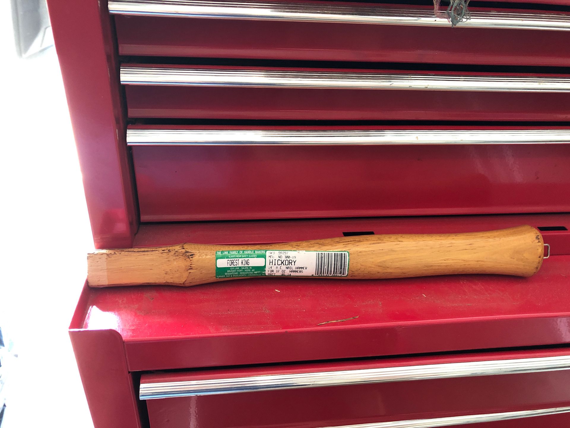 Hickory hammer handle.