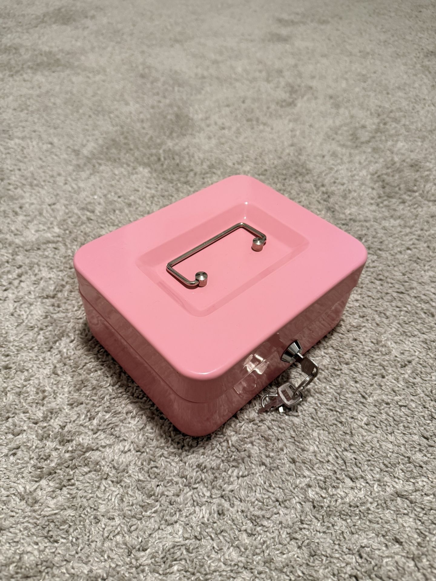 Locking Steel Medium Cash Box with Removable Coin Tray and Key Lock,7.87"x 6.30"x 3.54",Pink