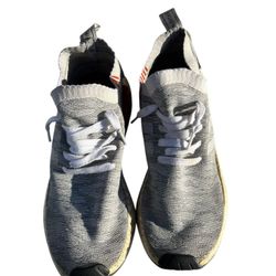 Men's Size 10 Adidas NMD R1. Grey with white soles. No rips or tears, just some scuffs and needs a wash. Great comfortable shoes for a cheap price. Co