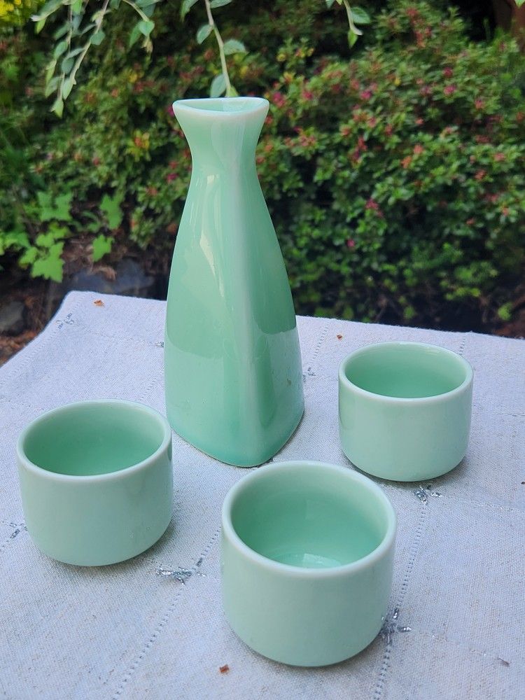Ceramic Jade Colored Sake Set