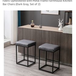 Modern Counter Height Bar Stools - Dark Gray, Set Of 2