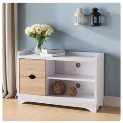 Shoe Bench Shoe Rack Entryway Bench w/ 2 Drawer 11.5" L x 36" W x 22.75" H- White