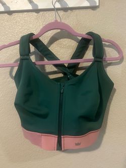 Luxe 5 SHEFIT Green and Pink Zip-Front Sports Bra