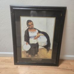 Niña en Azul y Blanco by Diego Rivera Framed Art Poster 31x25"