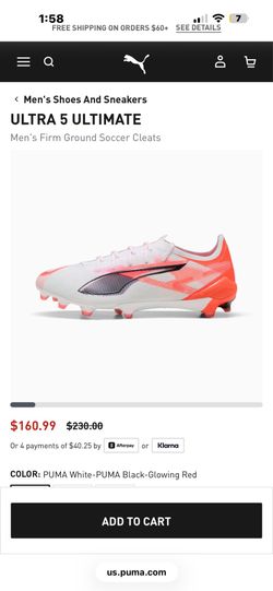 PUMA ultra 5 ultimate!!! Size 10 US. brand new