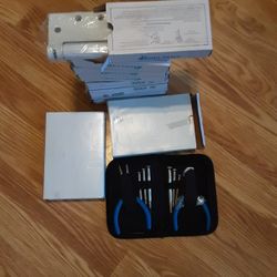 8 Picees Tool Kit Brand New Each $5. Box Large Door Hinges White Brand New Each $2