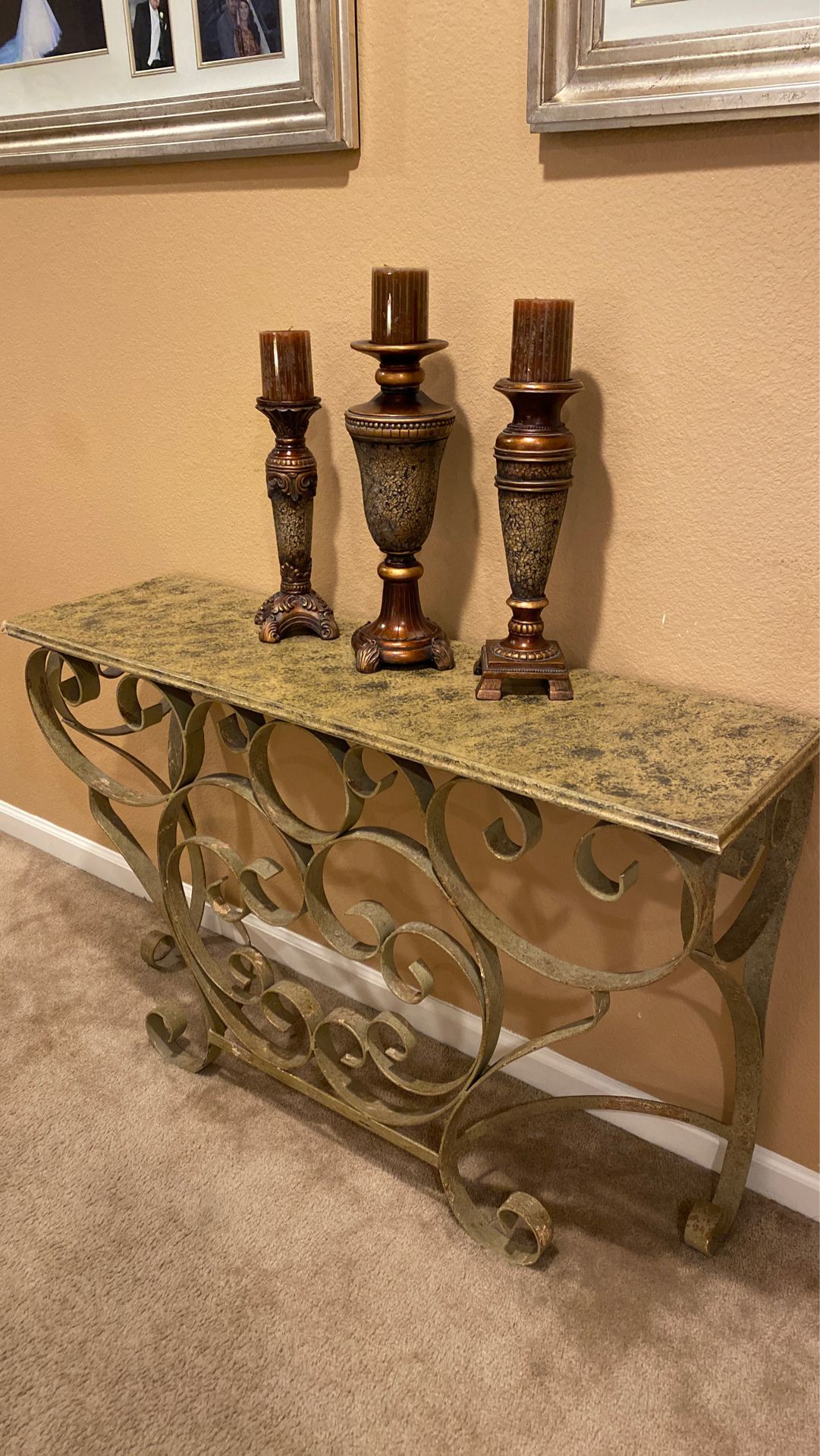 Sofa table with candles