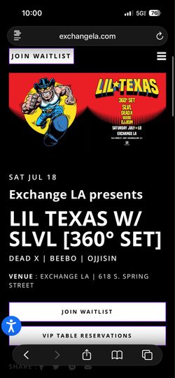 Lil Texas - Saturday, July 18th - 2 GA Tickets