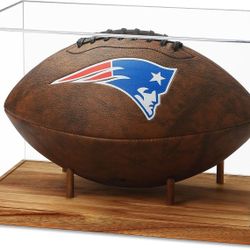 JupDec Football Display Case, Acrylic with Wood Stand, UV Protected