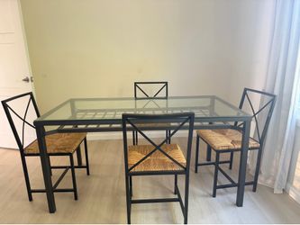Glass Dining Table Set + 4 Chairs