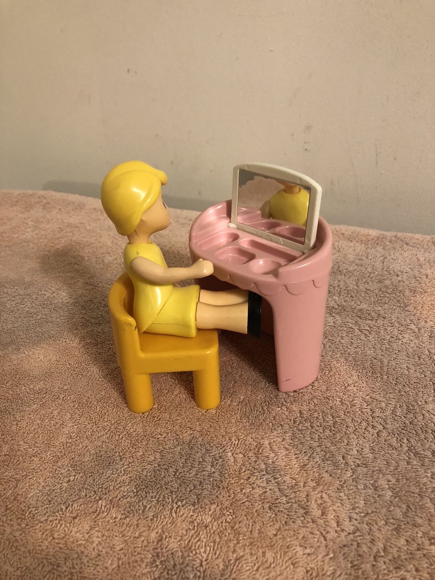 Vintage Little Tikes Dollhouse Size Vanity With Chair & Mom Doll