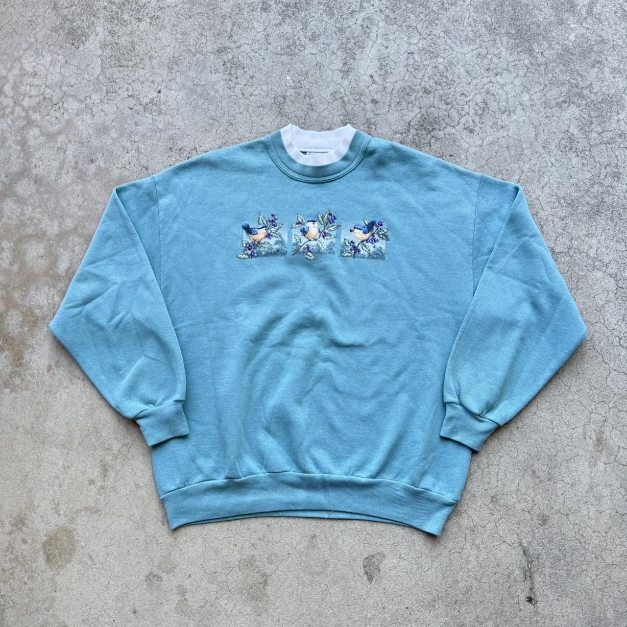 Vintage 90’s Morning Sun Hummingbird Floral Embroidered Crewneck Grandma Sweater